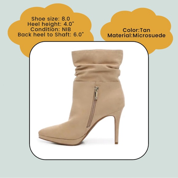 NIB Jessica Simpson Gaiven Slouchy Platform Stiletto Ankle Booties Beige Sz 8 - Picture 2 of 8